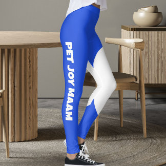 Legging Mãe de Gato de Estimação Nome Elétrico Safira Azul
