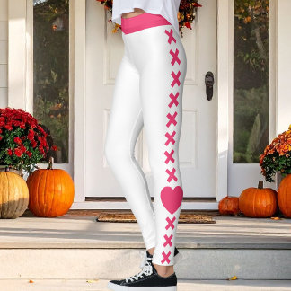 Legging Mãe de Gato Pet Branco Padrão Rosa-Vermelho Natal 