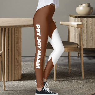 Legging Mãe de Gato Pet Castanha Marrom Branco Texto Perso