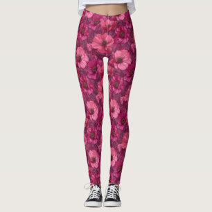 Legging Mães Estéticas Anêmonas de Moda Fitness Rosa