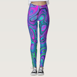 Legging Magenta Marmoreada e Abstrato de Groovy Verde limã