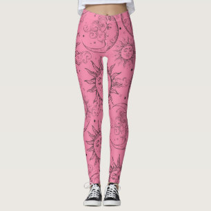 Legging Magia Roxa Vintage Sol Lua Estrelas Celestiais