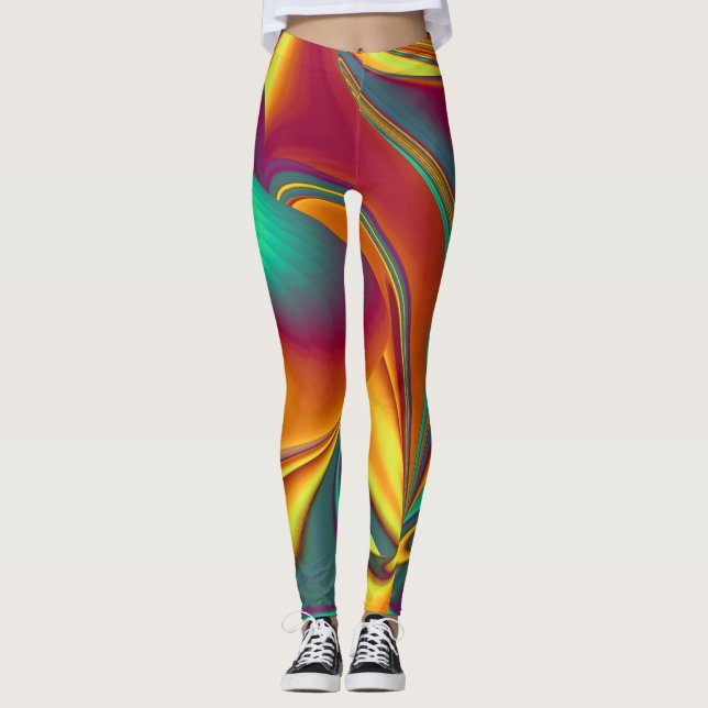 Legging Mágica de Flores de Outono de primavera Verão (Frente)