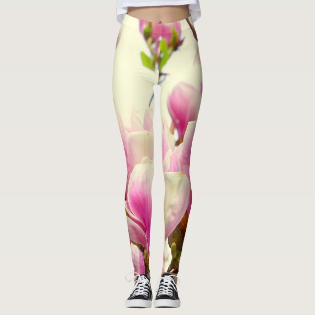 Legging Magnolia Flores Flores Florais Flor Botânica (Frente)