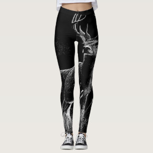 Legging Maiestoso cervo na natureza - Arte Preta e Branca
