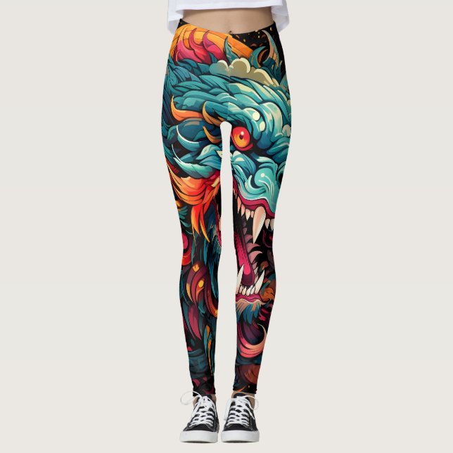 Legging Majestade do Dragão Oriental Moderno (Frente)