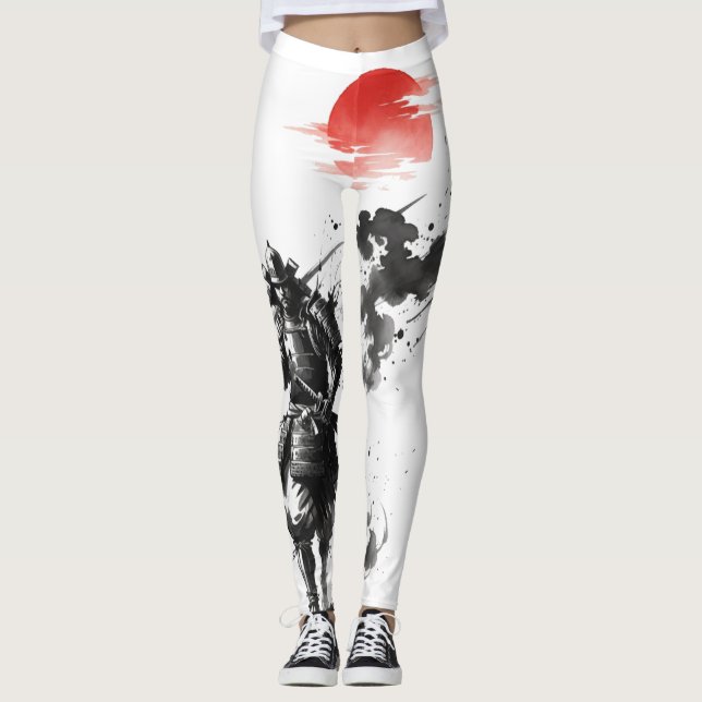 Legging Majestic Samurai Warrior Ink Wash Art (Frente)