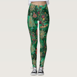 Legging Malachite da Joia da Árvore de Natal na moda