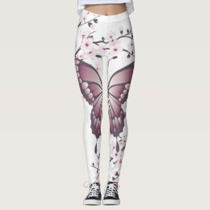 Legging Malva da borboleta e da flor de cerejeira