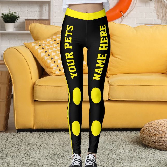 Legging Mamãe de Pet Personalizada Listras Amarelas e Pret (Criador carregado)