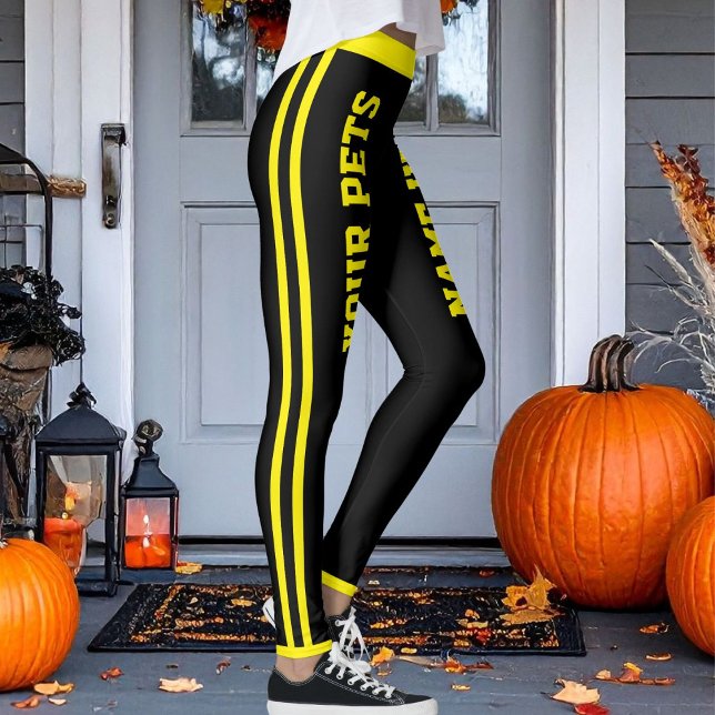 Legging Mamãe de Pet Personalizada Listras Pretas e Amarel (Criador carregado)