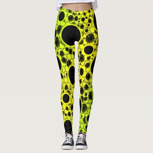 Legging Manchas de Bolha Espacial - Amarelo/Lima (Frente)