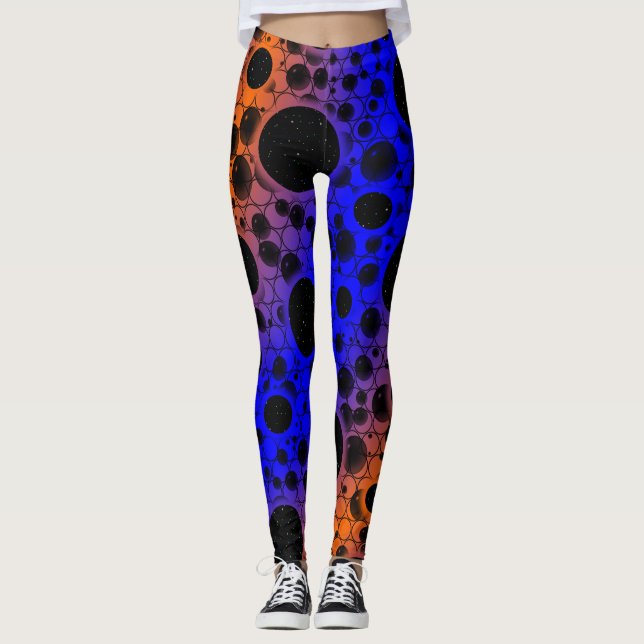 Legging Manchas de Bolha Espacial - Azul/Laranja (Frente)