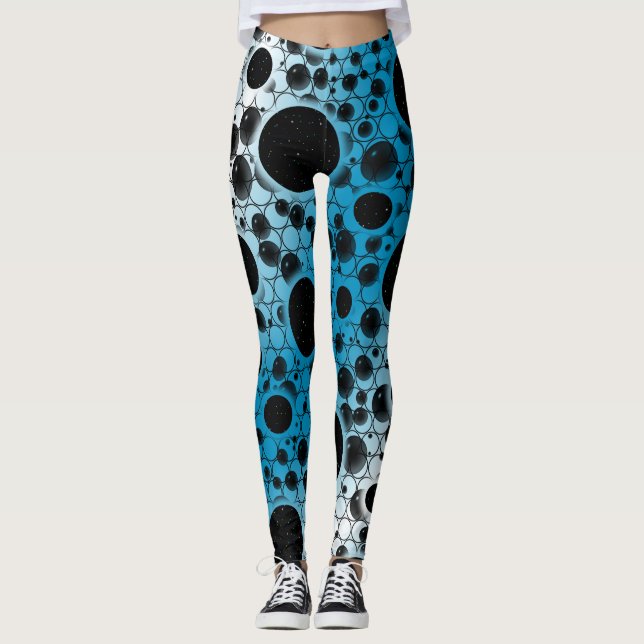 Legging Manchas de Bolha Espacial - Branco/Azul Céu (Frente)