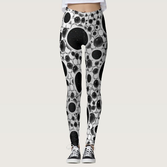 Legging Manchas de Bolha Espacial - Branco/Prata (Frente)