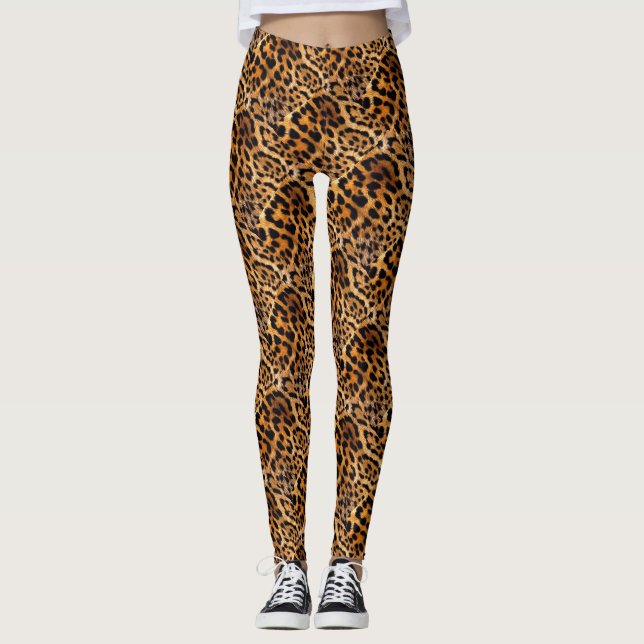 Legging Manchas-leopardo Black Brown Wild Animal Fine Art (Frente)