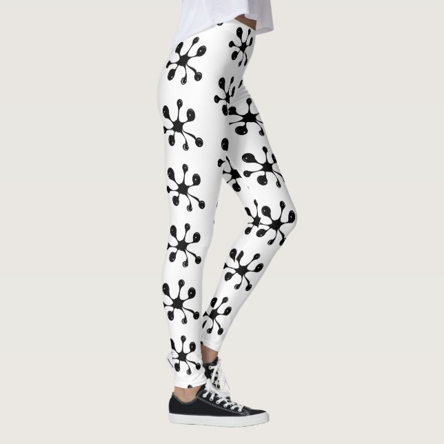 Legging Manchas modernas de gosma preta abstrata (Direita)