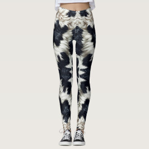 Legging Manchas Pretas e Brancas de Vaca Olhar Peludo