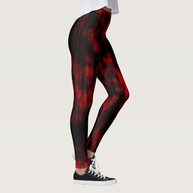 Legging Manchas ranhuras em vermelho vivo e preto (Direita)