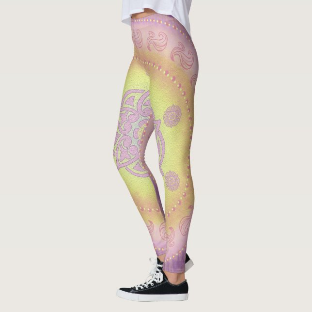 Legging MANDALA ~ Amarelo Roxo - Pernas (Esquerda)
