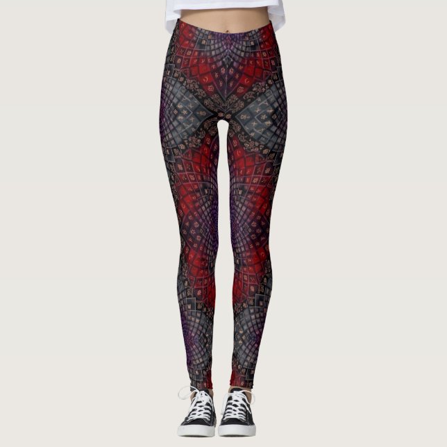 Legging Mandala Carmesim Geométrica (Frente)