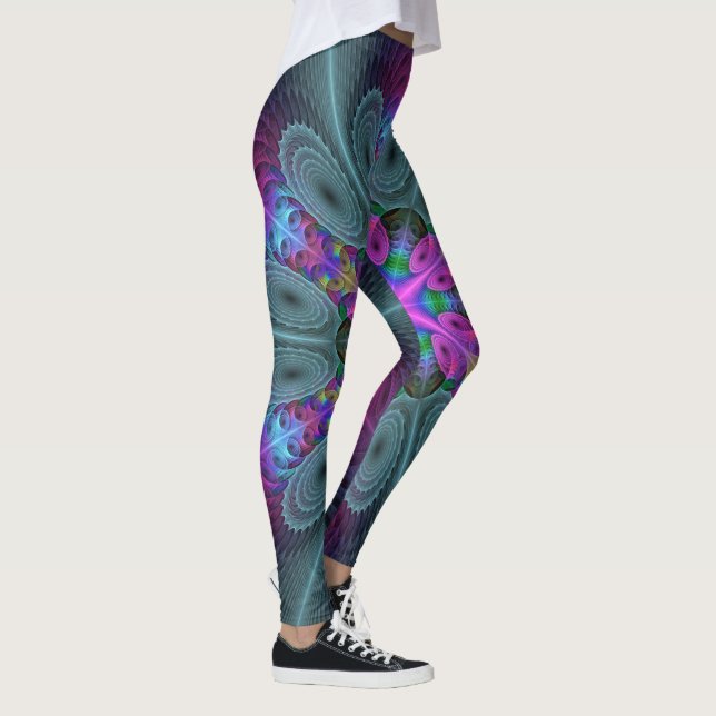 Legging Mandala Colorida Marcante Arte Fractal Caleidoscóp (Direita)