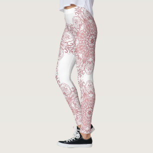Legging Mandala. coral floral étnico