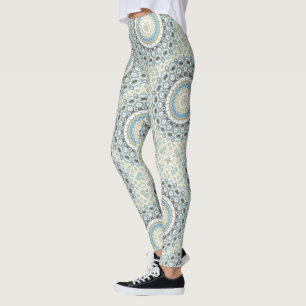 Legging Mandala Costeira em Tons de Areia, Azul e Madeira 