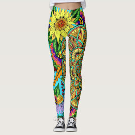 Legging Mandala da página da flor