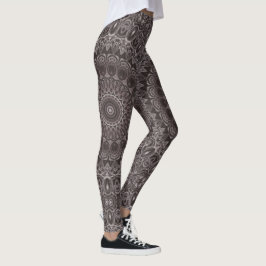Legging Mandala de Aquarela em Veludo Profundo em Tons de