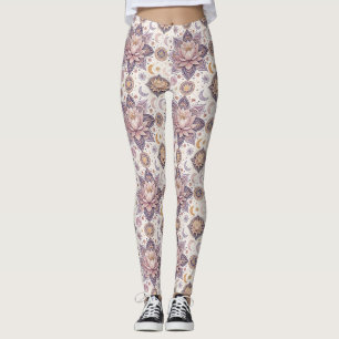 Legging Mandala de Lótus Celestial Padrão de Design Espiri
