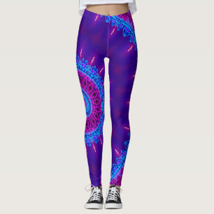 Legging Mandala de néon do delírio de Blacklight do por 
