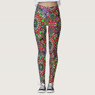 Legging Mandala do caleidoscópio vermelho anormal