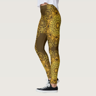 Legging Mandala. dourado étnico