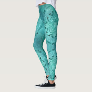 Legging Mandala floral étnica do grunge de turquesa