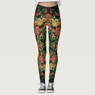 Legging Mandala Floral: vermelha, vindima amarela.