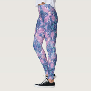 Legging Mandala Galáxia Nebulosa do Sol e da Lua Celeste