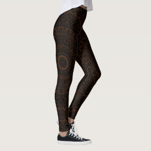 Legging Mandalá Marrom Chocolate com Simetria Intrincada