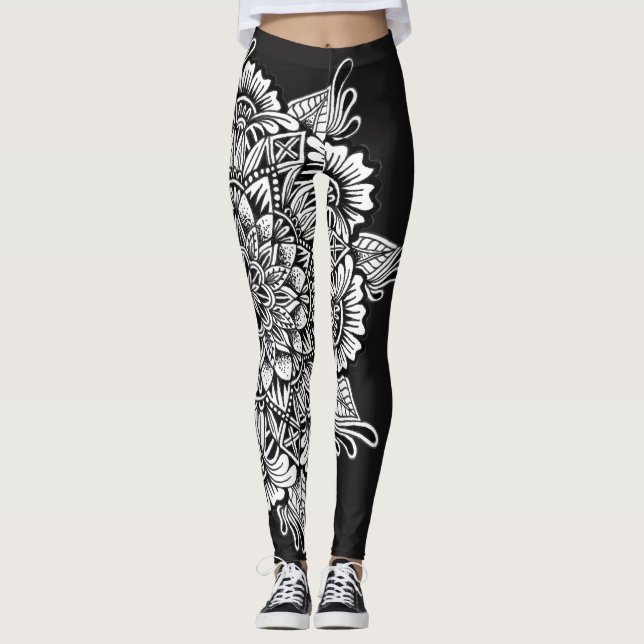 Legging Mandala preto e branco (Frente)