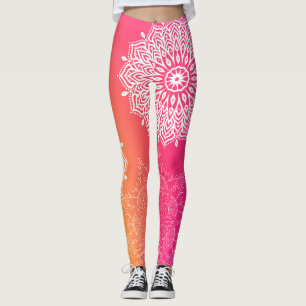Legging Mandala rosa e YOGA amarela