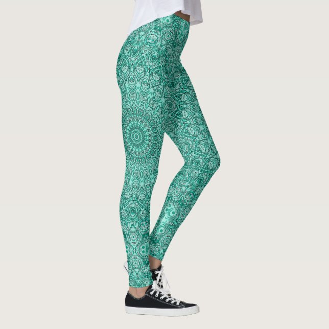 Legging Mandala Turquesa com Simetria Intrincada (Direita)