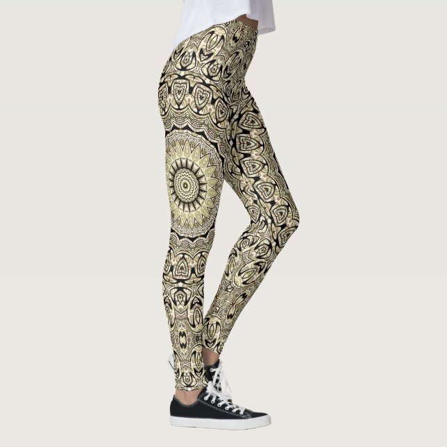 Legging Mandalas de Tons Terrosos Padrões Geométricos Intr (Direita)