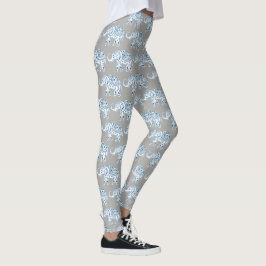 Legging Mandela Elefante Azul sobre Ioga Cinza