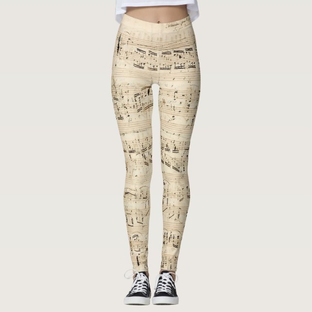 Legging Manuscrito de Choque Musical em Folha Antiga (Frente)