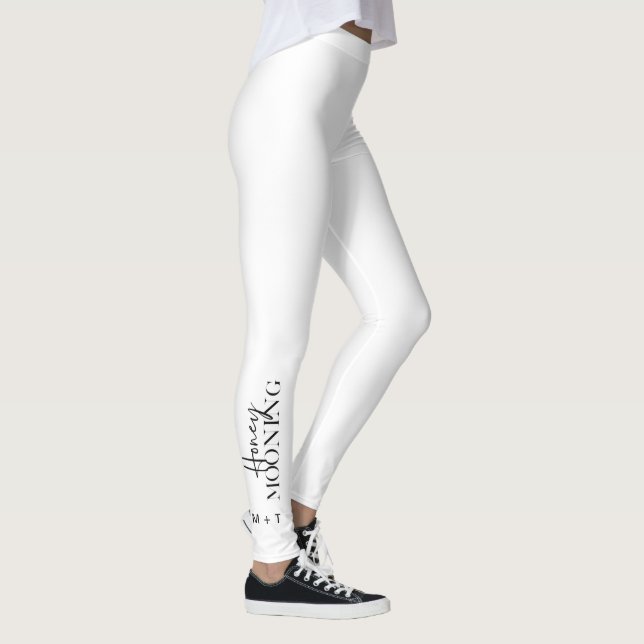 Legging Manuscrito em Honeymooning Branco com Monogramas e (Direita)