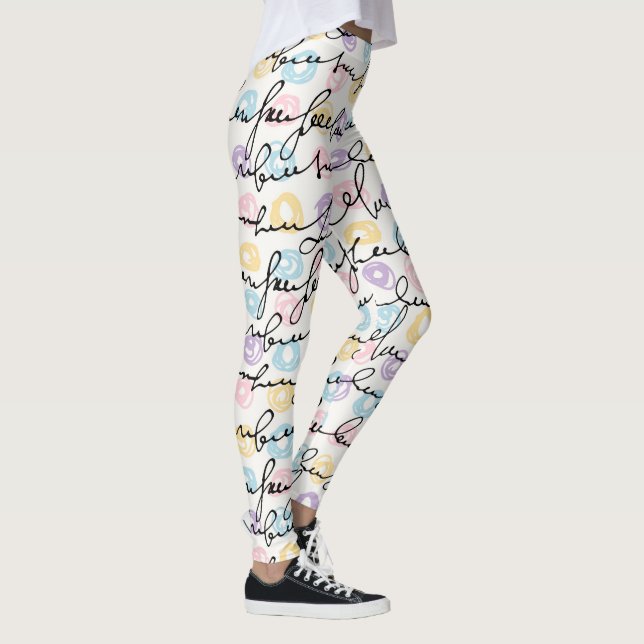Legging Manuscrito Preto E Círculos (Direita)