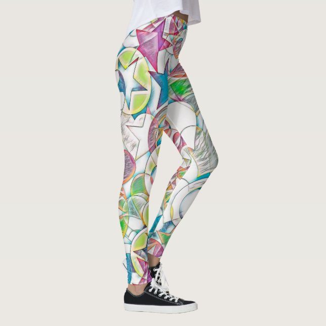 Legging Mão Desenhada Por EDDArt - Estrelas E Corações 1 (Direita)