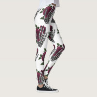 Mão Esquelética Floral Borgonha Gótica