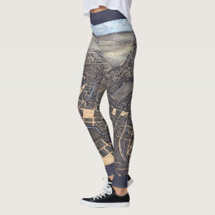 Legging Mapa Aéreo Antigo da Cidade de San Antonio, Texas,