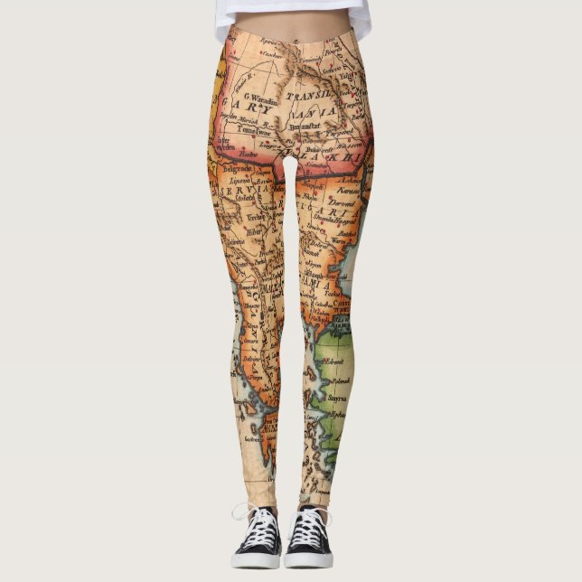 Legging Mapa antigo antigo inspirado (2) (Frente)